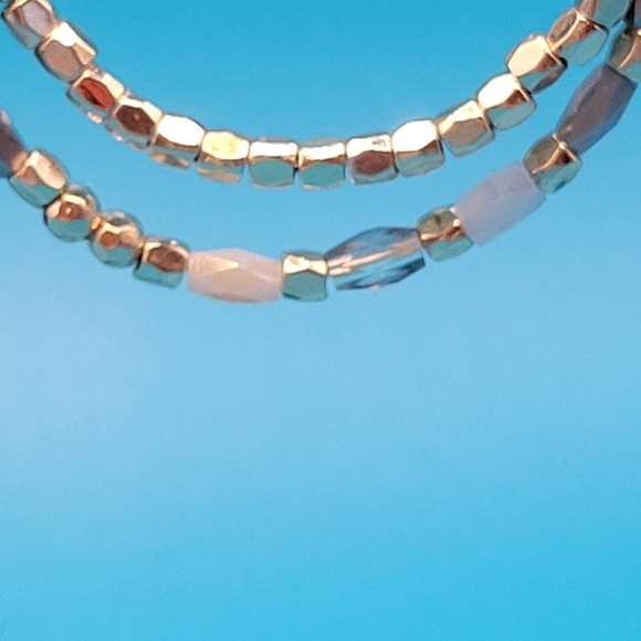 Vintage Hoop Earrings with Gold and Silver Beads. Very Boho. Lightweight. - Picture 5 of 6